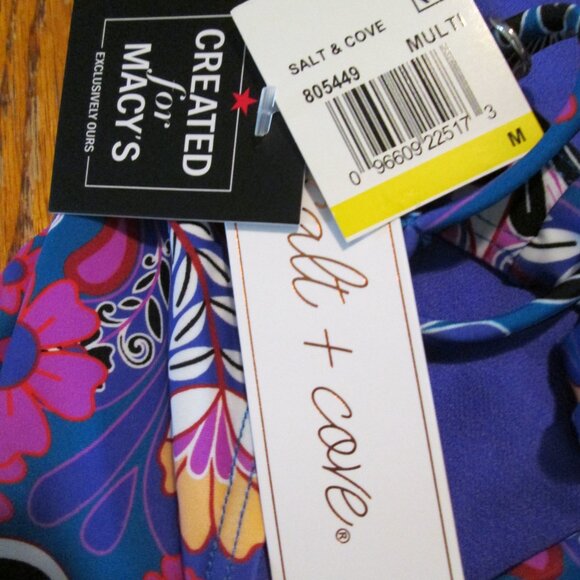 Salt + Cove Swimsuit Retro Hippie Print Scoop Neck One-Piece Sz M - Picture 10 of 12